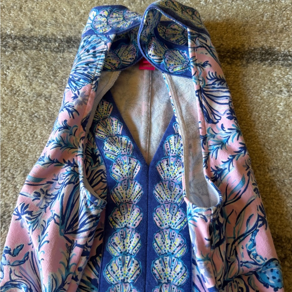 Lilly Pulitzer Sleeveless Pink & Blue Printed V-Neck Dress - Picture 8 of 12